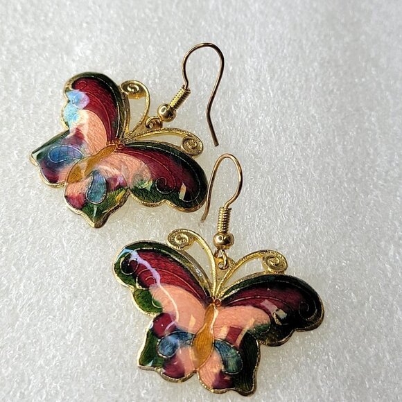 Enamel Butterfly Earrings Colorful Butterfly Earrings - Picture 1 of 12
